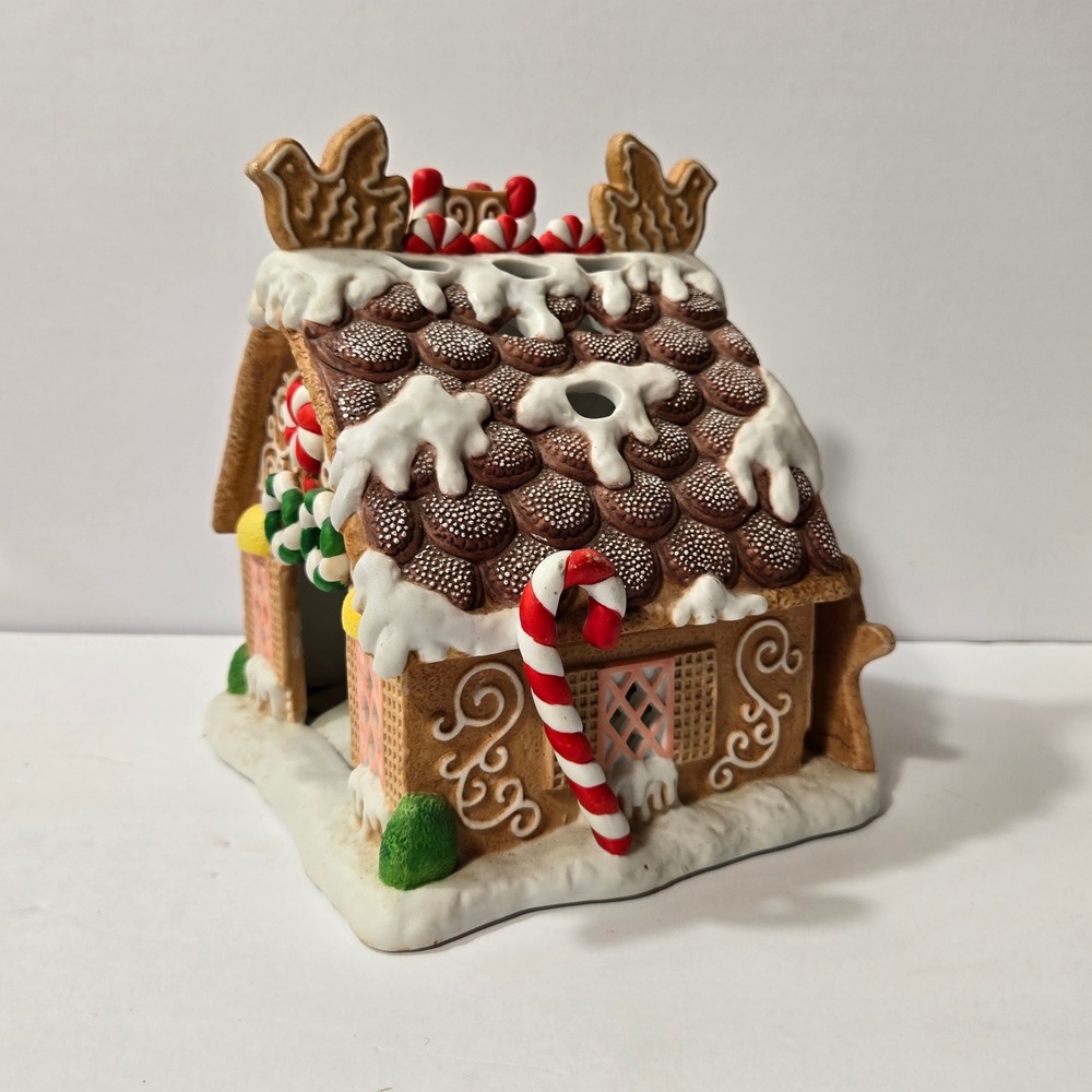 PartyLite Gingerbread House Tealight Candle Holder Ceramic Christmas Village - Picture 4 of 6